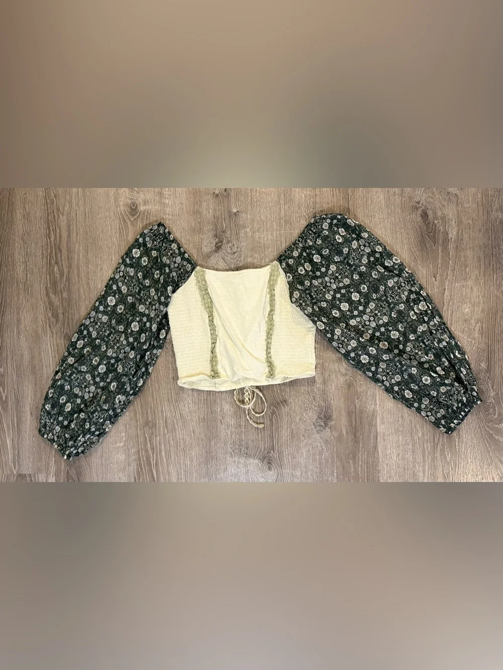 Anthropologie Forever That Girl Smocked Balloon-Sleeve Top (altered)